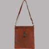 Zip Top Large Dipped Leather Shoulder Bag Tan TLM-WLBB-005 Best For Women