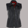 Embrace Sleek Sophistication with Best Nola Leather Gilet in Black For Women