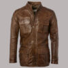 Embracing Rustic Elegance: Best Brontes Timber Leather Coat For Men TLMMJ-005