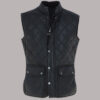 Luxurious Sophistication: Best Diamond Quilted Leather Gilet Black : TLMMJ-017