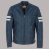 Leather Biker Jacket with Bold Contrasting Stripe: Where Style Meets Functionality