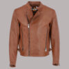 Men's Tan Zip Leather Jacket – Iconic Style and Premium Craftsmanship
